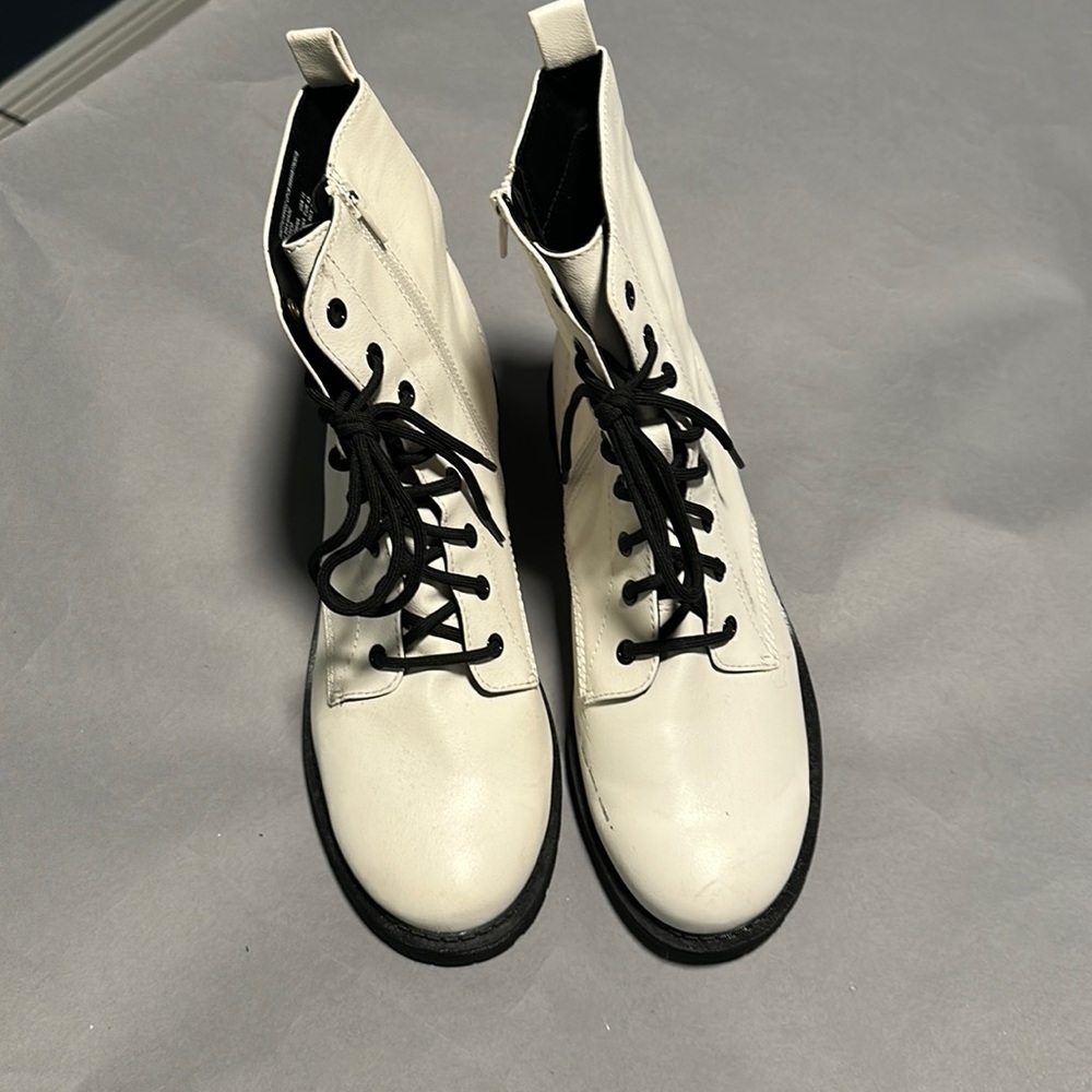 Womens White Combat Boots Size 11
